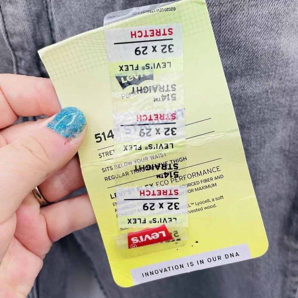 Levi's Mens 32W‎ x 29L 514 Straight Fit Eco Performance Jeans in Clouded Gray